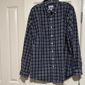 Navy and White Checkered Button Down Shirt